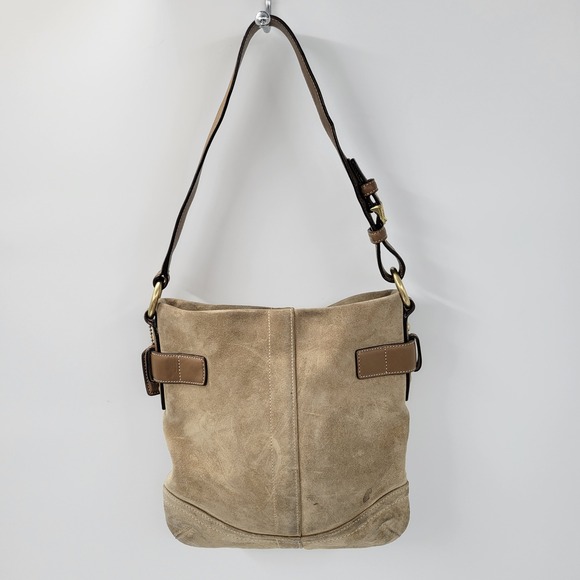 VTG Y2K Coach #3567 Small Camel Tan Suede Leather Buckle Accent Hobo - Picture 11 of 16